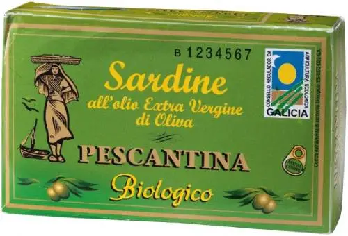 Sardine v ekstra dev.oljčnem olju bio 120g Pescantina-0