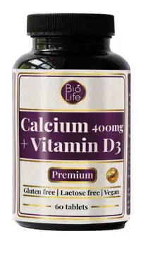 Kalcij 400mg+ Vitamin D3 5mcg Premium 60tbl BioLife-2