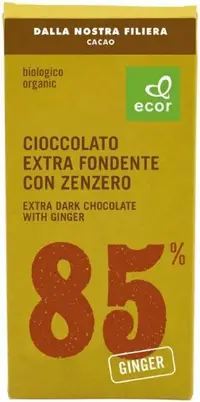 Čokolada temna 85% ingver bio 80g Ecor