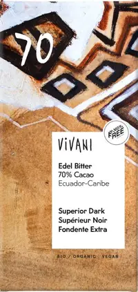 Čokolada ekstra temna 70% bio 100g Vivani