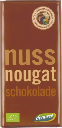 Čokolada mlečna polnjena z nugatom bio 100g Dennree