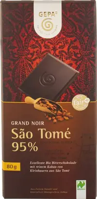 Čokolada Sao Tomé temna, 95% kakava bio 80g Gepa